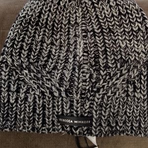 Rebecca Minkoff hat and arm warmers